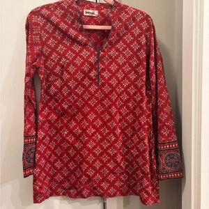 Fabindia Crimson Geometric Women's Tunic